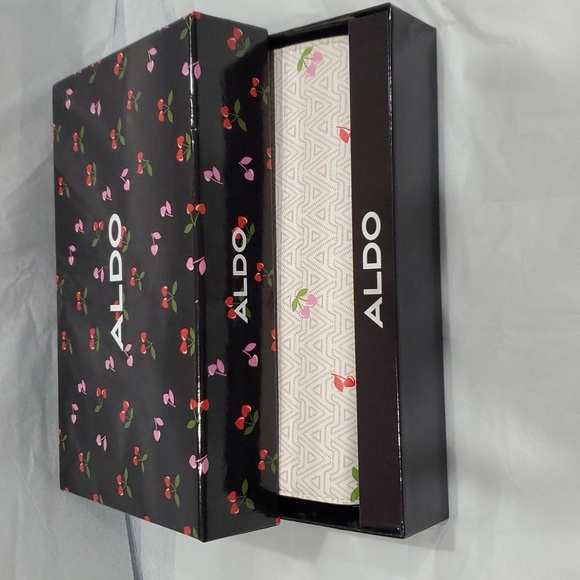 Aldo A monogram red pink heart shaped‎ cherry stem zip around wallet new in box - Picture 13 of 16